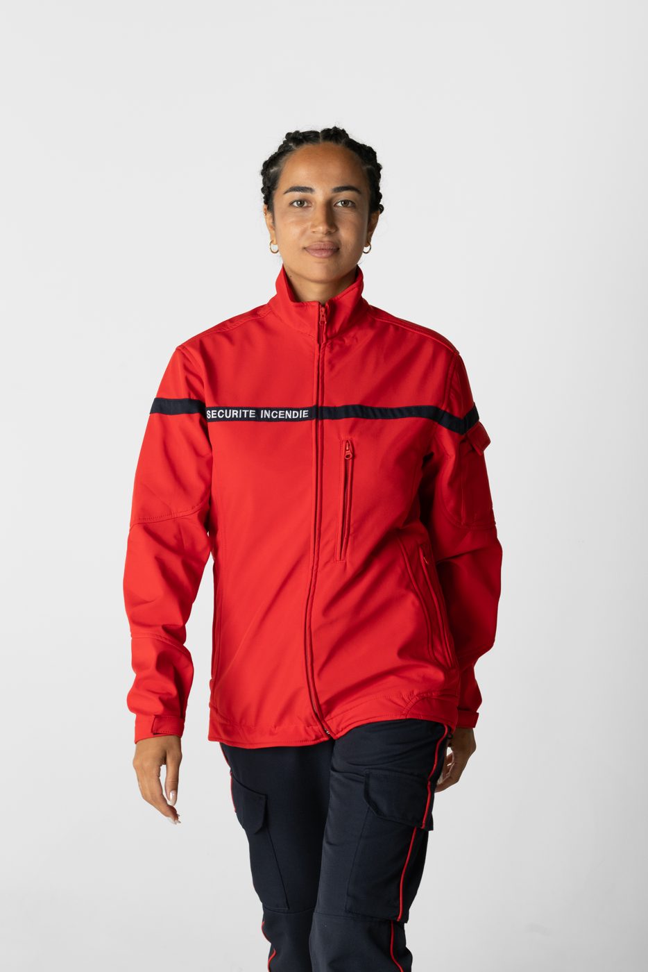 Blouson softshell rouge sécurité incendie Martinas